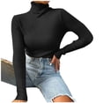 thumbnail image 2 of Aqestyerly Chandails à Col Montant pour Femmes Mode Femmes Uni Manches Longues Chandail Col Roulé Décontracté Hauts HWRETIE, 2 of 8