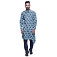 thumbnail image 1 of Atasi Designer Kurta Pajama for Men Printed Angrakha Kurta Set Summer Clothing, 1 of 3