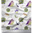 thumbnail image 1 of Soimoi Modal Satin Fabric Nest,Feather & Artistic Bird Printed Fabric 1 Yard 42 Inch Wide, 1 of 3