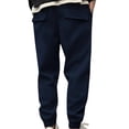 thumbnail image 3 of Pants for Men, Mens Fashion Drawstring Elastic Waist Solid Color Casual Sweat Length Pants, 3 of 6