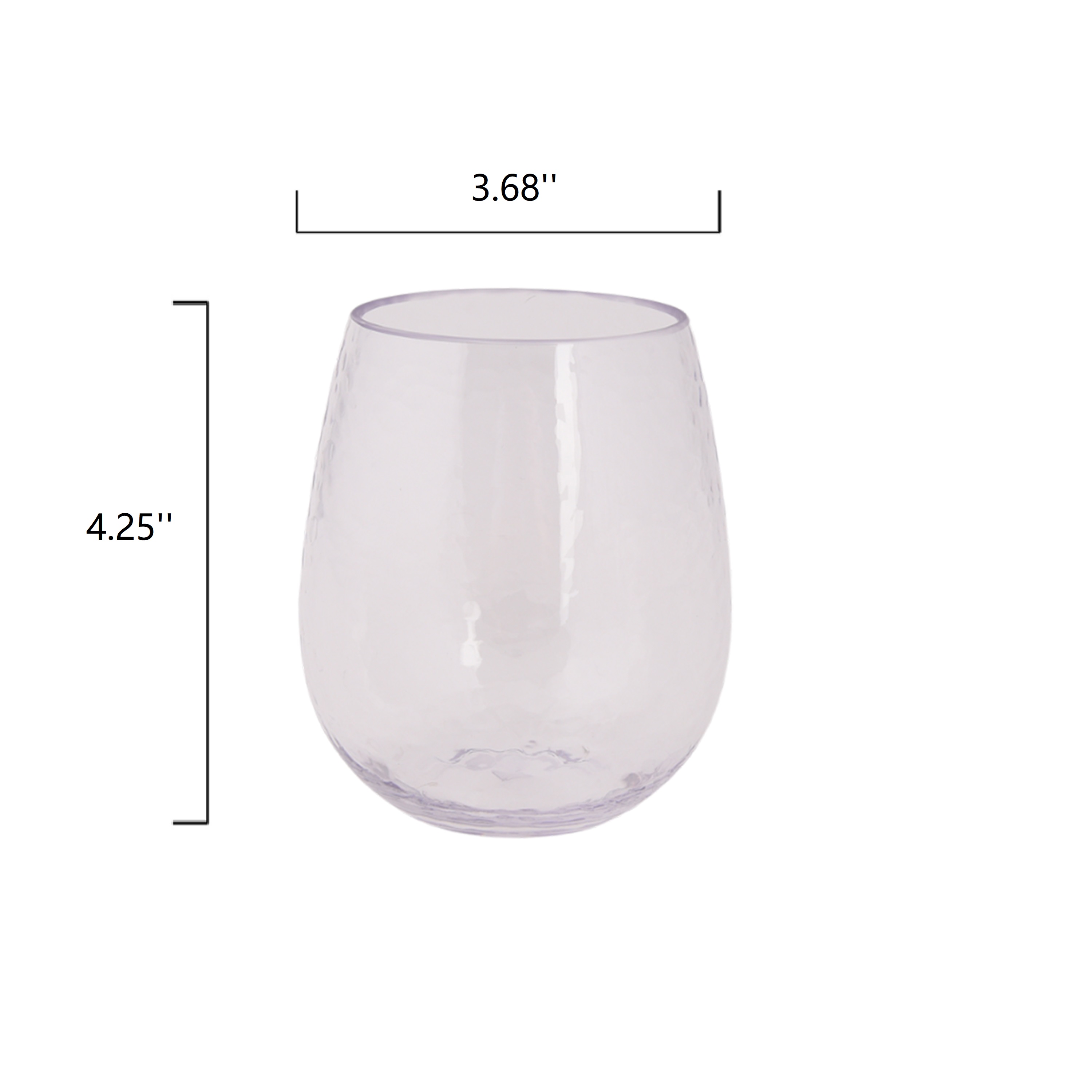 Hometrends Verre à Vin Sans Pied Acrylique Clair Martelée 498mL