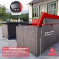 thumbnail image 3 of Kullavik 7 Pieces Outdoor Patio Furniture Set with 43" Gas Propane Fire Pit Table PE Wicker Rattan Sectional Sofa Patio Conversation Sets,Red, 3 of 9
