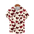 thumbnail image 1 of Weiqiqre Shirts for Men Funny Love Pattern Printed Short Sleeve Quick Dry Button Down Lapel Shirt, 1 of 5