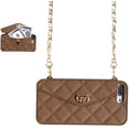 thumbnail image 1 of Wallet Case Compatible with iPhone, Pretty Luxury Bag Design, Purse Flip Card Pouch Cover Soft Silicone Case with Hand Holder Long Shoulder Strap(Brown,iPhone 11 Pro), 1 of 6