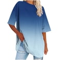 thumbnail image 1 of cfhntfmh Hauts Grande Taille pour Femmes Été Tunique Ample à Col Rond Blouse à Manches Courtes Basique Tendance T-Shirts Dégradés, 1 of 7