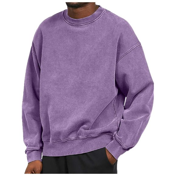 Ediodpoh Men's Casual Shoulder Drop Solid Color Soft Comfortable Hoodie Sweatshirt for Men Purple XXL