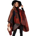 thumbnail image 4 of Women's Color Block Shawl Wrap Plus Size Cardigan Poncho Cape Open Front Long Winter Sweater Coat, 4 of 6
