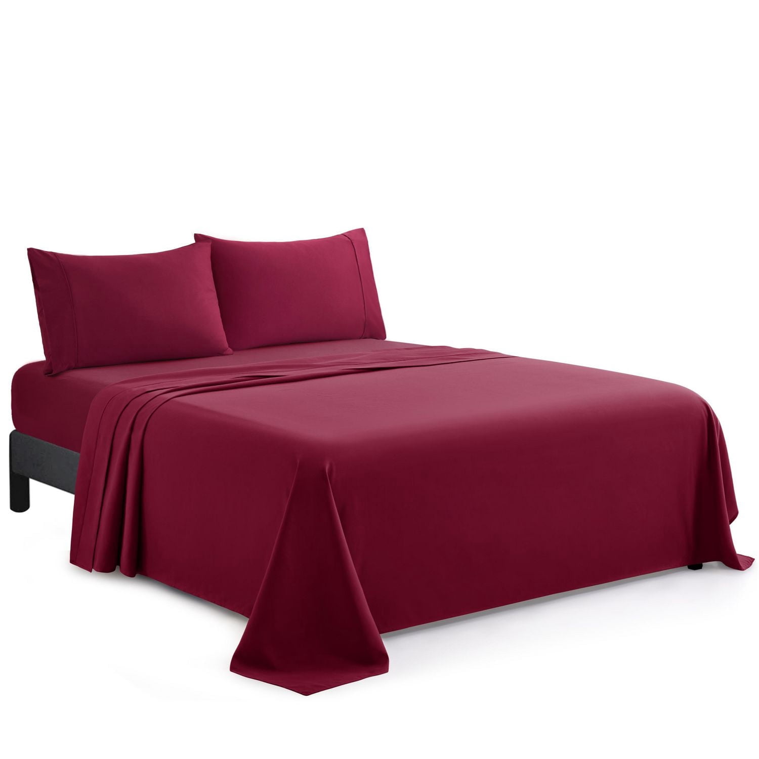 Literie Marina Decoration, 600 fils/cm², ultra douce, avec poche profonde, en coton percale à fibres longues, toutes saisons, couleur bourgogne