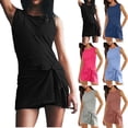 thumbnail image 1 of Hoy Oferta Flash! QATAINLAV Combinaison Sportive Sans Manches pour Femmes avec Short Intégré, Fermeture Éclair et Poche, Grenouillère Robe de Tennis Extensible, Mini-Robe d'Été de Golf, Gris TTG, 1 of 8