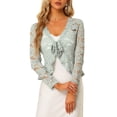thumbnail image 1 of INSPIRE CHIC Women's Floral Lace Cardigans Tie Front Ruffled Hem Sheer Crop Bolero Shrug S Grey, 1 of 6