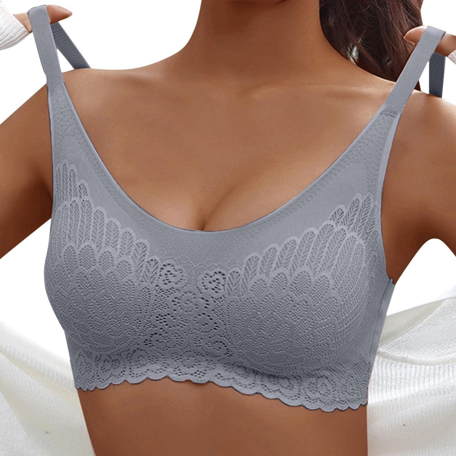 UPPADA Black and Friday Deal Full Coverage Plus Size Bra Convenient Front Button Bras Cool Liftup Bra Super Gather Wireless Push-Up Bra Lifting Bras Breathable Underwear Bra