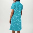 thumbnail image 4 of VEKDONE Robe Ample et Confortable pour Femmes à Pois, Col en V, Manches Courtes, Bleu Ciel, G, 4 of 6