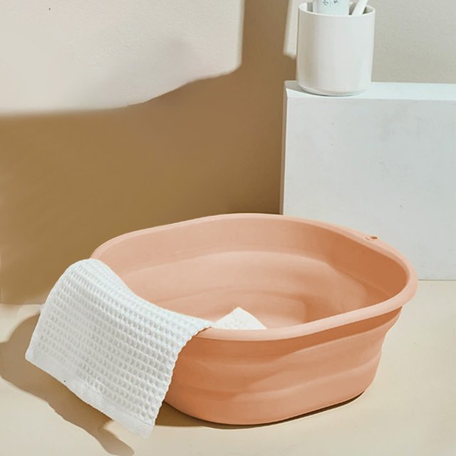 JASKFLY Plastic Washbasin Foldable Collapsible Wash Basin 9.84 x 8.86 x 3.35 Inch Portable Dish Pan