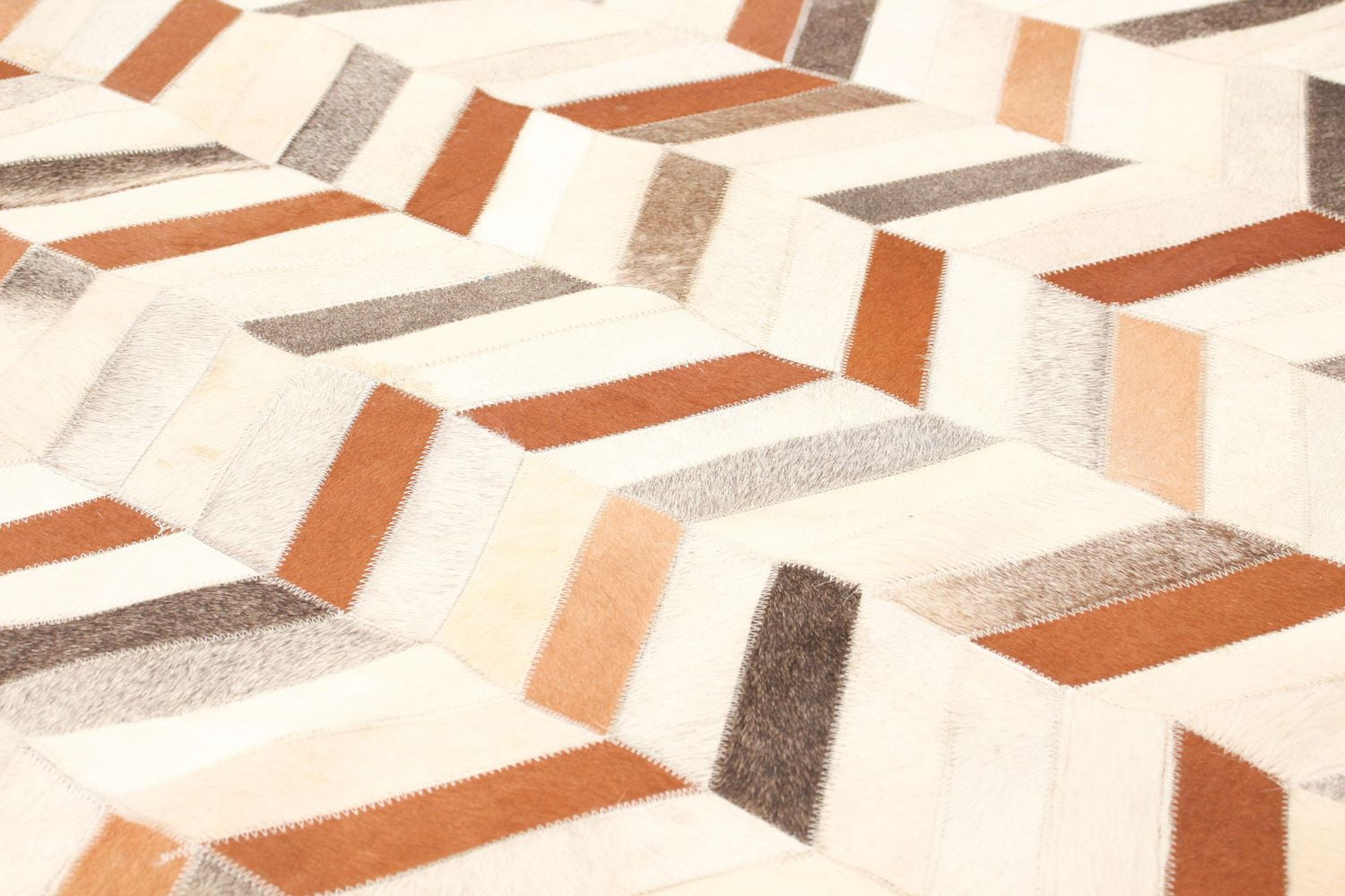 ECARPETGALLERY 4'8" x 6'7" Contemporary Cowhide Patchwork Handmade Area Rug for Living Room, Dining Room and Bedroom Brown