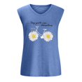 thumbnail image 4 of Pompotops T-Shirt Sans Manches à Col en V Décontracté à Imprimé pour Femme, Chandail, 4 of 5