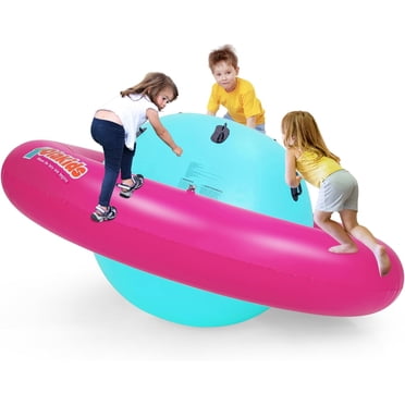 OLAKIDS 8FT Inflatable Dome Rocker Bouncer, Outdoor Kids Giant Roll and Play Seesaw Rocker with 6 Secure Handles, Max Weight 250 LBS, Toddlers Climbing Game Toy Backyard Play Center Equipment