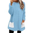 thumbnail image 1 of Yuyuzo Chandails en Molleton en Molleton pour Femmes Automne Hiver Manches Longues Col Rond avec Poches, 1 of 6