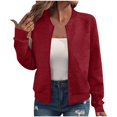 thumbnail image 1 of iHPH7 Vestes Légères pour Femmes Mode d'Automne Veste Texturée Femmes Veste Légère Femmes Veste de Baseball Vestes d'Entraînement pour Femme Vestes pour Femmes Rouge G, 1 of 6