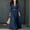 Dark Blue, variant on Caywon Elegant Women's Dress, Long Sleeve Collared Button Down with Belted Waist, Flowy Cotton Linen Maxi for Summer Vacation and Daily Wear