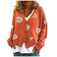 thumbnail image 1 of 2025 Cardigan pour Femmes Chandail Classique de Travail Décontracté Hauts Col Ras du Cou Col à Boutons Dos Ouvert Chandails Tricot devant Ouvert, 1 of 4