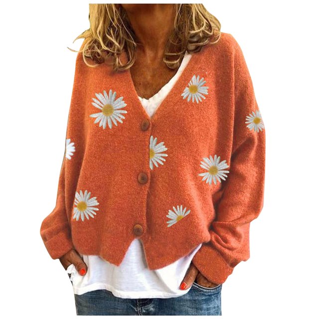 2025 Cardigan pour Femmes Chandail Classique de Travail Décontracté Hauts Col Ras du Cou Col à Boutons Dos Ouvert Chandails Tricot devant Ouvert