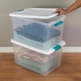 thumbnail image 2 of Sterilite 106 Qt Clear Plastic Stackable Storage Bin w/ White Latch Lid, 4 Pack, 2 of 9