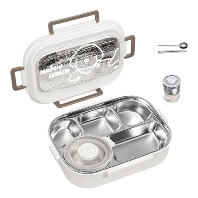 Bento en Acier Inoxydable pour Adultes et Enfants, 4/5 Compartiments, Étanche, Bento en Métal, Contenants à Collation pour Enfants, Réutilisables, Contenants à Collation Bento avec Couvercles
