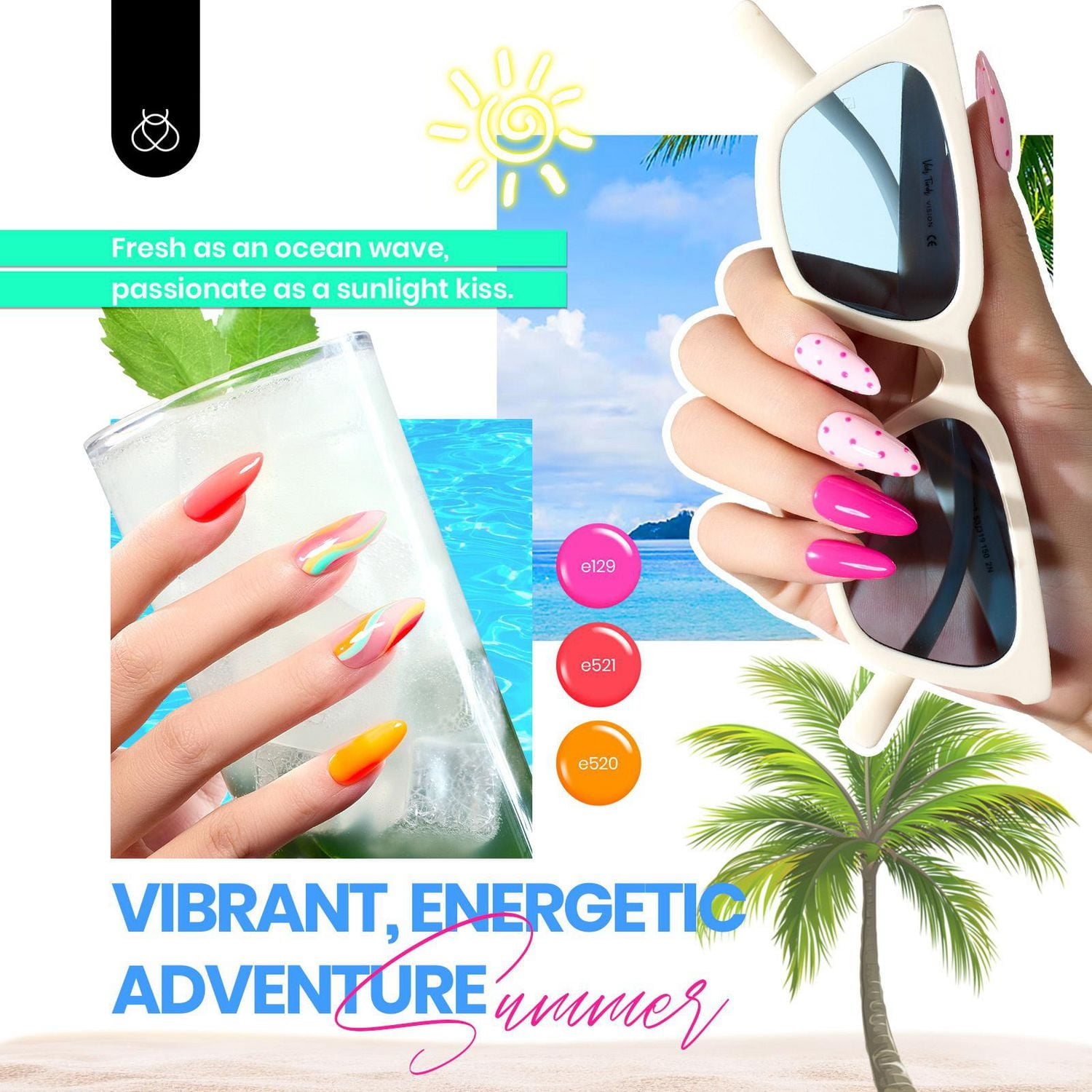 Beetles Gel Polish 36 Couleurs Vernis à Ongles Gel Été Set avec Base Coat Brillant Mat et Top Coat Gel Pailleté Rose Néon Jaune Bleu Gelée Collection Saisons Vives Cadeaux pour Femmes Ongles DIY à la