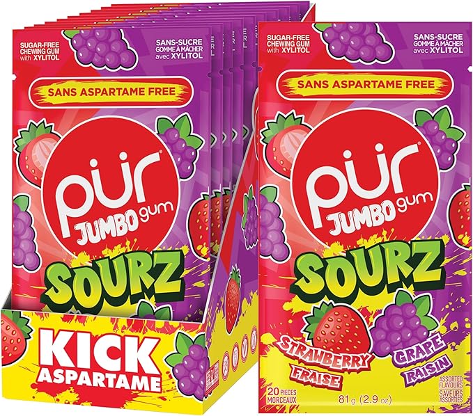 PUR Gum - Jumbo Sourz Fraise & Raisin