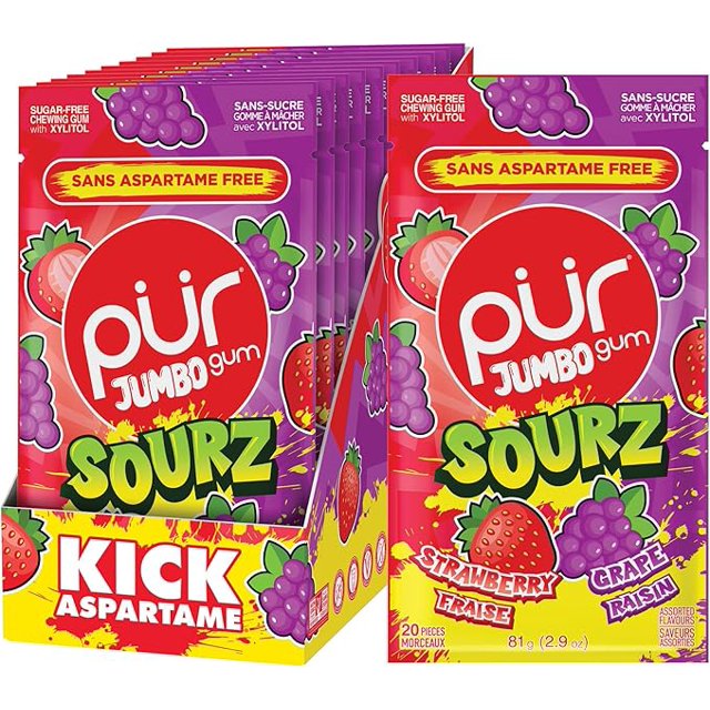 PUR Gum - Jumbo Sourz Fraise & Raisin