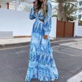 thumbnail image 2 of TJAZFJPA Robe Maxi Moulante Femme Robe Longue Vacances Florale Boho Paisley Imprimé Découpé Été Robe en Denim Robes d'Hiver pour Femmes, 2 of 7