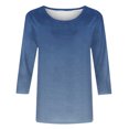 thumbnail image 4 of VSSSJ Hauts à Manches 3/4 pour Femmes Décontractés Tendance à Imprimé Dégradé Manches Raglan Col Ras du Cou Coupe Décontractée Tunique T-Shirt Respirant Bleu m, 4 of 4
