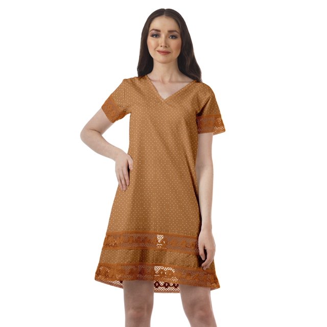 Moomaya Tenues d'Été Coton Flex Imprimées Robes Courtes pour Femmes Tenue Décontractée