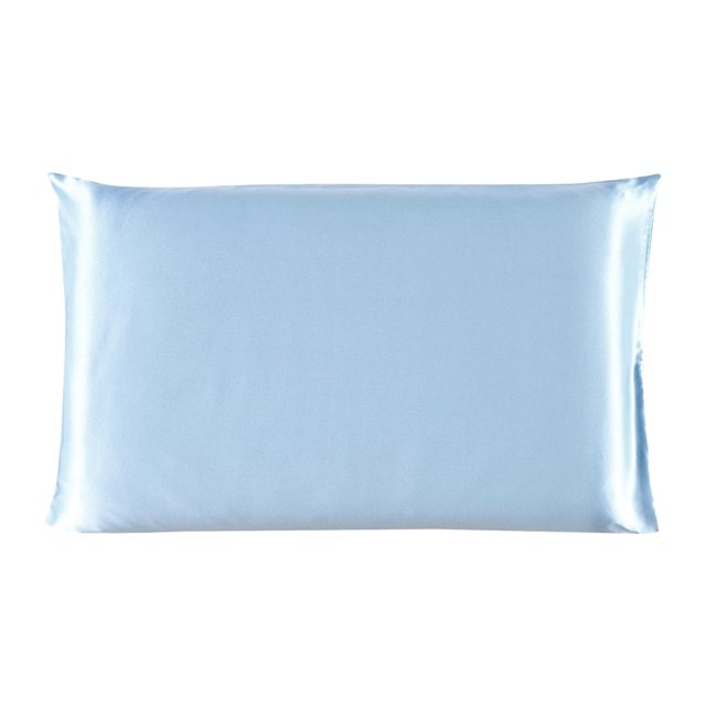 Unique Bargains Taie d'Oreiller 100 % Soie de Couleur Bleu Pâle, Fabriquée avec un Tissu en Soie de 19 Momme et un Nombre de Fils de 400 pour une Sensation Luxueuse. Présente une Finition Lisse et Lustrée et une Fermeture Éclair pour Empêcher le Glissement. Offerte en Tailles Telles Que Très Grand (20 Pouces x 36 Pouces). Parfaite pour les Amateurs de Literie en Soie, Offrant des Avantages comme Réduire les Rides du Visage et Prévenir les Cheveux Secs Ou Noués.