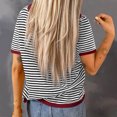 thumbnail image 4 of FAIWAD Womens Summer Tops Oversized Striped Color Block Shirt Crewneck Short Sleeve Trendy Pullover T-Shirts, 4 of 7