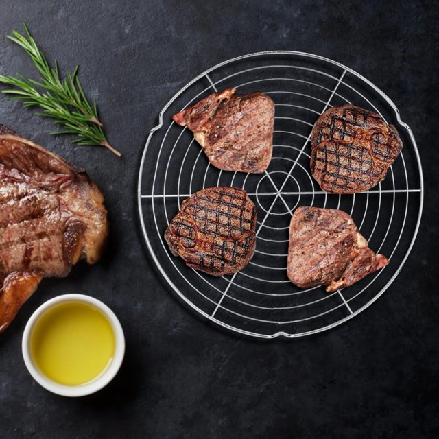 KSTE Grille de Barbecue, Grille de Barbecue en Filet de Forme Ronde, Support de Grille Grillée pour Barbecue, Outil de Pique-Nique de Camping en Plein air pour Grillades la Cuisson Cuisson Barbecue