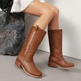 thumbnail image 4 of Dakaela Knee High Boots for Women Square Toe Western Cowboy Boot Chunky Block Heel Wide Calf Riding Tall Boots Red Size 8, 4 of 8