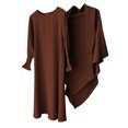 thumbnail image 4 of LUOGENLI Dress Girls Round Neck Ruffled Solid Color Dress with Pattern Flounce Maxi Dress for Girls Bodycon Coffee 5-6Years, 4 of 4