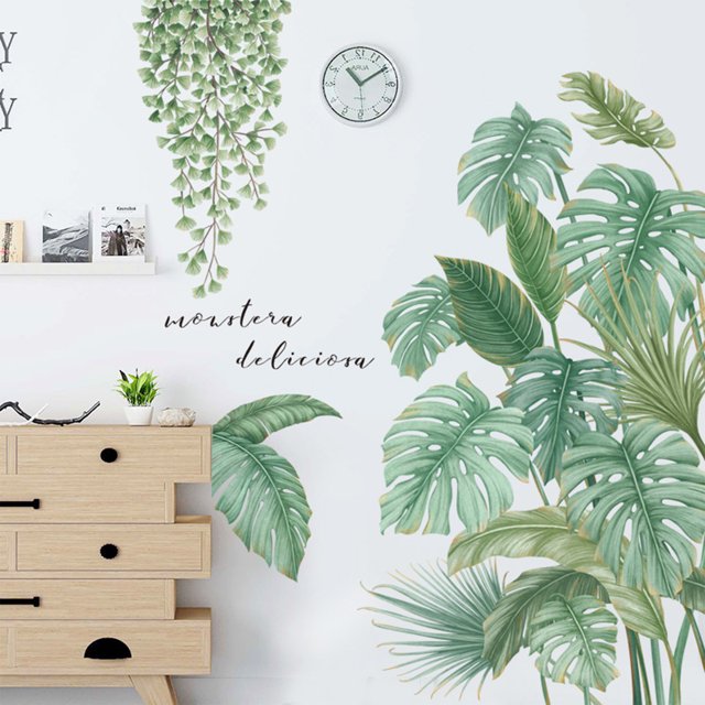 ZheElen Removable Hanging Vine Wall Picture Decor For Living Room Adhesive Non-damaging To Walls PVC