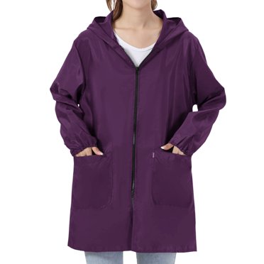 ManxiVoo Women's Waterproof Zipper Jacket Quick Dry Outdoor Coat With Secure Pockets For Cycling And Commuting XXXL Size Purple