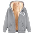 thumbnail image 2 of LOVZFMLL Vestes pour Femmes Décontractées et Tendance Imprimées en Laine à Capuche Veste de Sport, 2 of 4