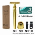 thumbnail image 4 of Waysh Elegant Safety Razor Set, Gold, w/Stand & Blades, 4 of 6