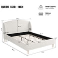thumbnail image 2 of Noble House Queen Size Bed Frame, Upholstered Platform Bed, Soft Boucle Wingback Headboard,white, 2 of 5