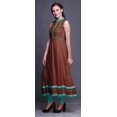 thumbnail image 3 of Bimba Robe Anarkali Damassé Rouge Brique pour Femmes Kurti Imprimé Ethnique Indien Longue Kurta Robe de Soirée XX-Grand, 3 of 6