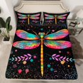 thumbnail image 1 of Drap-housse Dragonfly Format Simple, Drap de Lit Animal Libellule Coloré Feuilles Rustiques Pois Ensemble de Literie pour Enfants Adultes Polyester Doux Poche Profonde Drap 2 Pcs, Sans Drap Plat du Dessus, 1 of 5