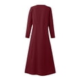 thumbnail image 5 of Pisexur Robe d'Automne pour Femme 2023 Robe en Coton et Lin à Manches Longues, Ligne A et Évasée, Maxi Longue, 5 of 5