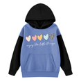 thumbnail image 4 of FAOWME Child Long Sleeve Color Matching Printed Letters Hooded Sweatshirts Pullover Tops Blue 3-4 Years, 4 of 4