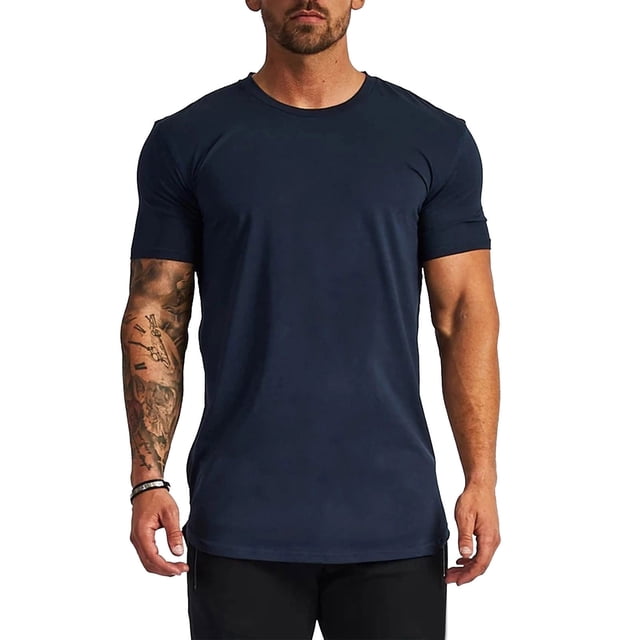 BOBOGOJP T-Shirt Ajusté pour Homme à Manches Courtes, Col Ras du Cou, Hauts (Marine,G)