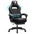 thumbnail image 1 of Massage Gaming Chair High Back PU Leather PC Racing Computer Desk Office Swivel Recliner with Retractable Footrest and Adjustable Lumbar Support, Black, 1 of 1