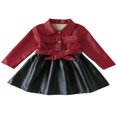 thumbnail image 1 of Robe à Manches Longues pour Fille, Col Rabattu, Fermeture à Boutons, Veste en Cuir PU, 1 of 6